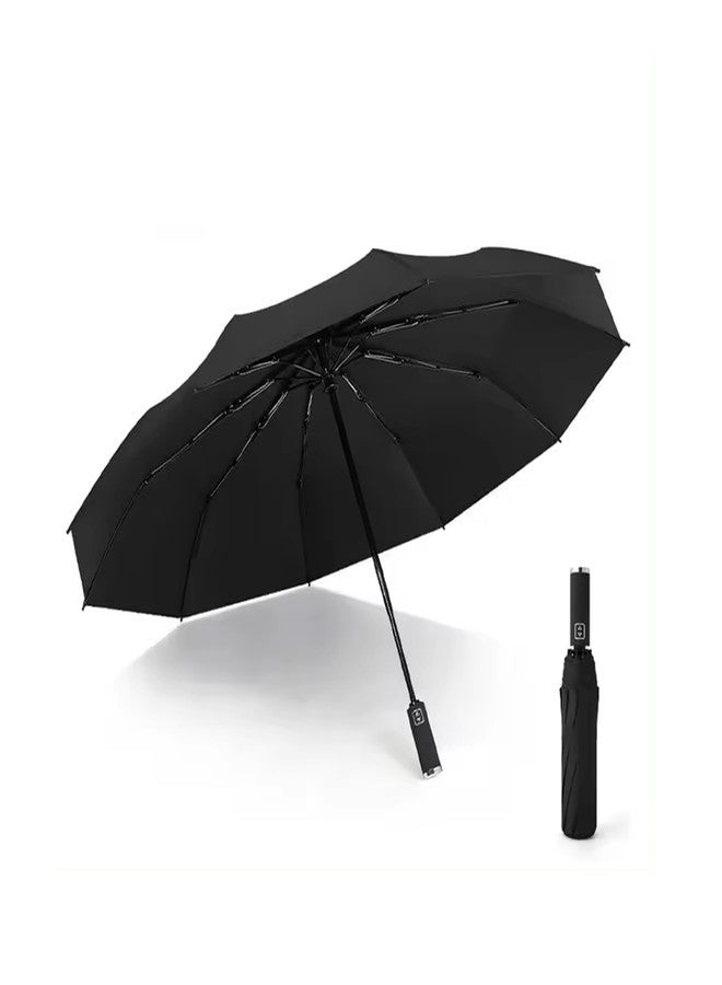 روبوست مظلة متينة مقاومة للرياح والماء - عبوة من قطعتين (أسود) | آلية فتح وإغلاق تلقائية | خفيفة الوزن وصغيرة الحجم | شديدة التحمل | مناسبة للسفر - Image 1